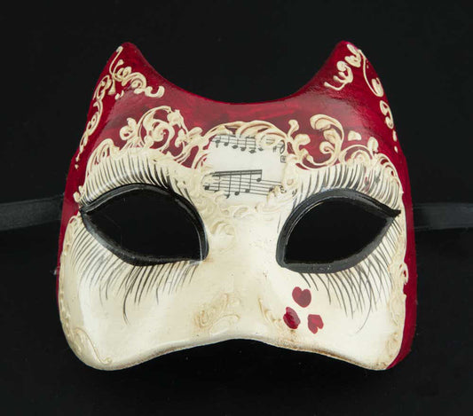 Masque Vénitien Chat Rouge et son Cœur pour Petit Visage – Artisanat Authentique de Venise