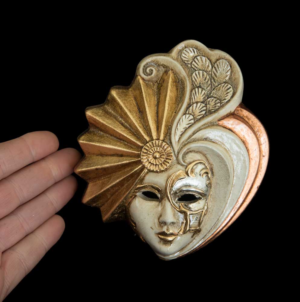 Masque Vénitien Éventail Miniature en Céramique – Artisanat Authentique de Venise