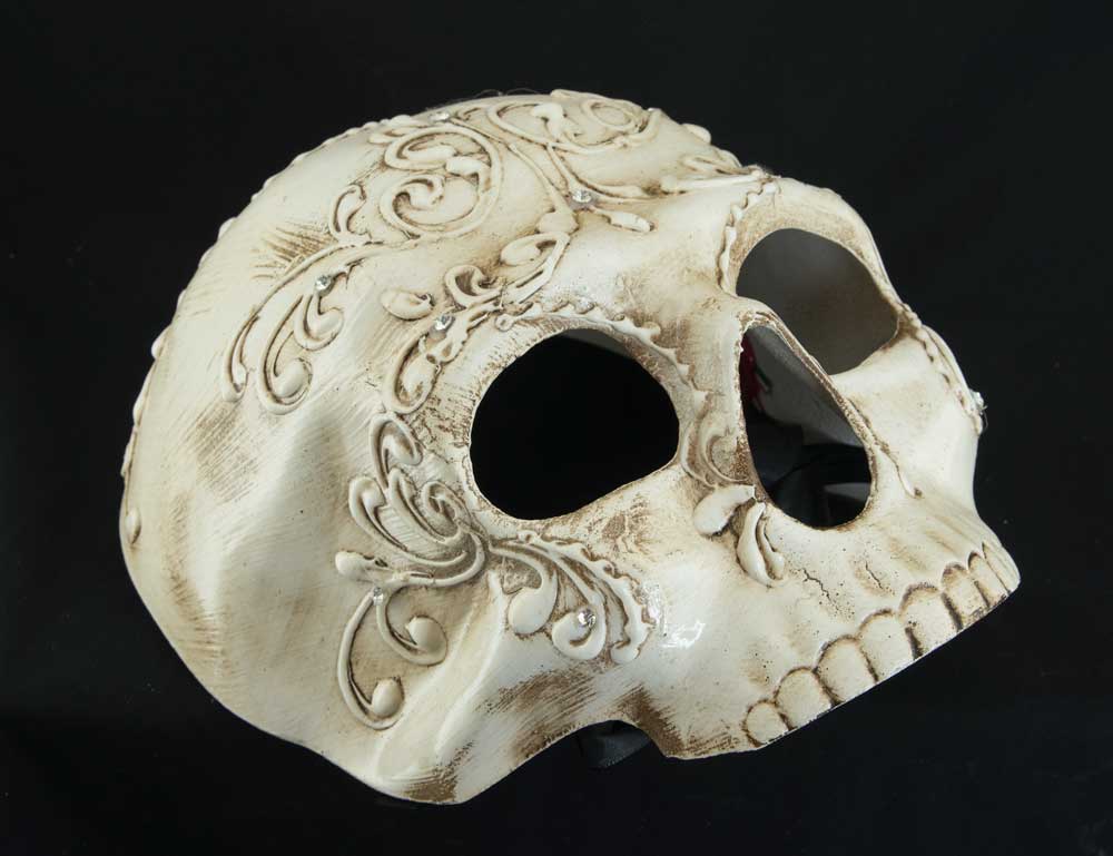 Masque Baroque Tête de Mort à Strass – Artisanat Authentique de Venise