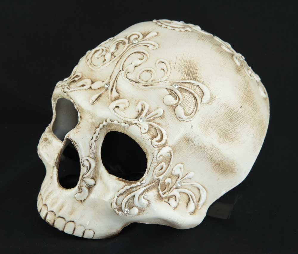 Masque Baroque Tête de Mort à Strass – Artisanat Authentique de Venise