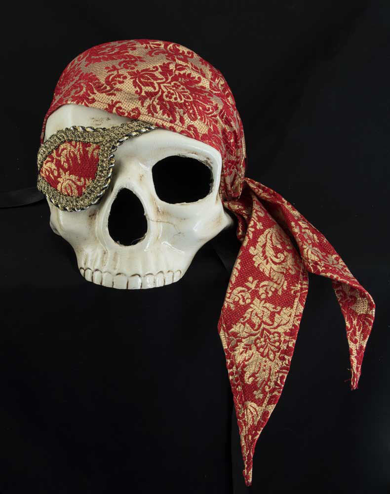 Masque Pirate Tête de Mort à Strass – Artisanat Authentique de Venise