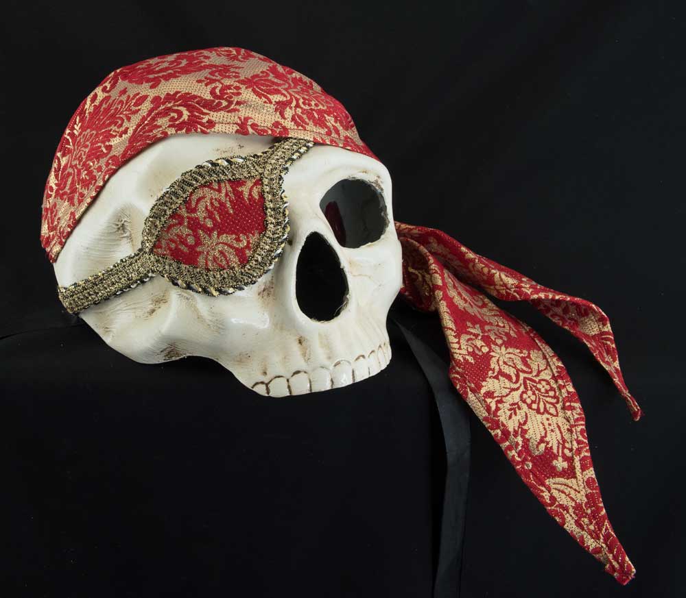 Masque Pirate Tête de Mort à Strass – Artisanat Authentique de Venise