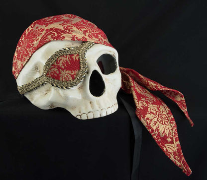 Masque Pirate Tête de Mort à Strass – Artisanat Authentique de Venise