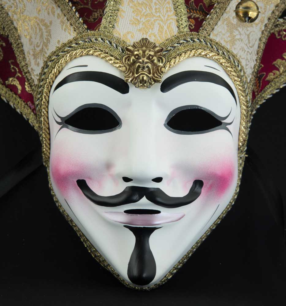 Masque Anonymous V comme Vendetta à 7 Pointes – Artisanat Authentique de Venise