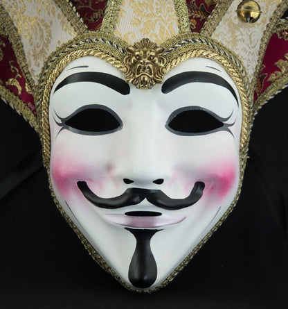Masque Anonymous V comme Vendetta à 7 Pointes – Artisanat Authentique de Venise