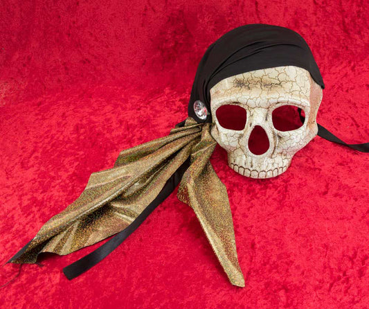 Masque Pirate Tête de Mort à Strass – Artisanat Authentique de Venise