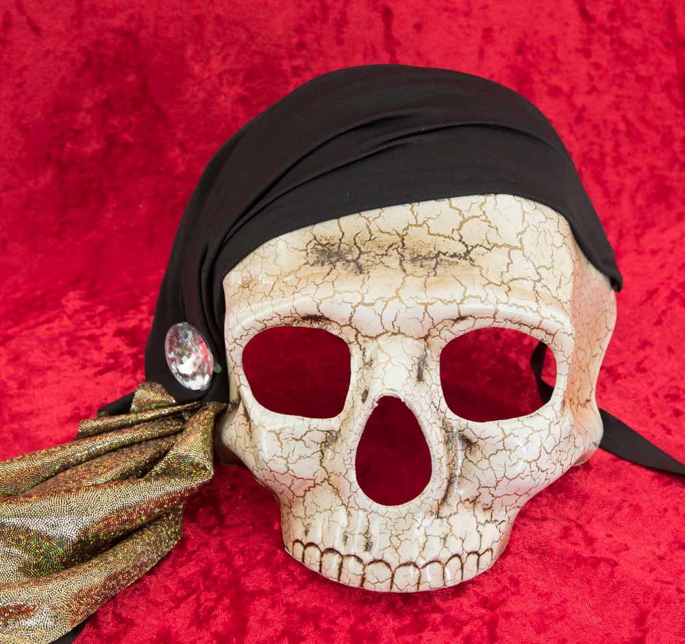 Masque Pirate Tête de Mort à Strass – Artisanat Authentique de Venise