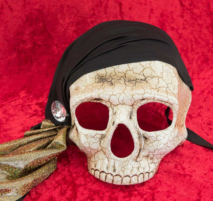 Masque Pirate Tête de Mort à Strass – Artisanat Authentique de Venise