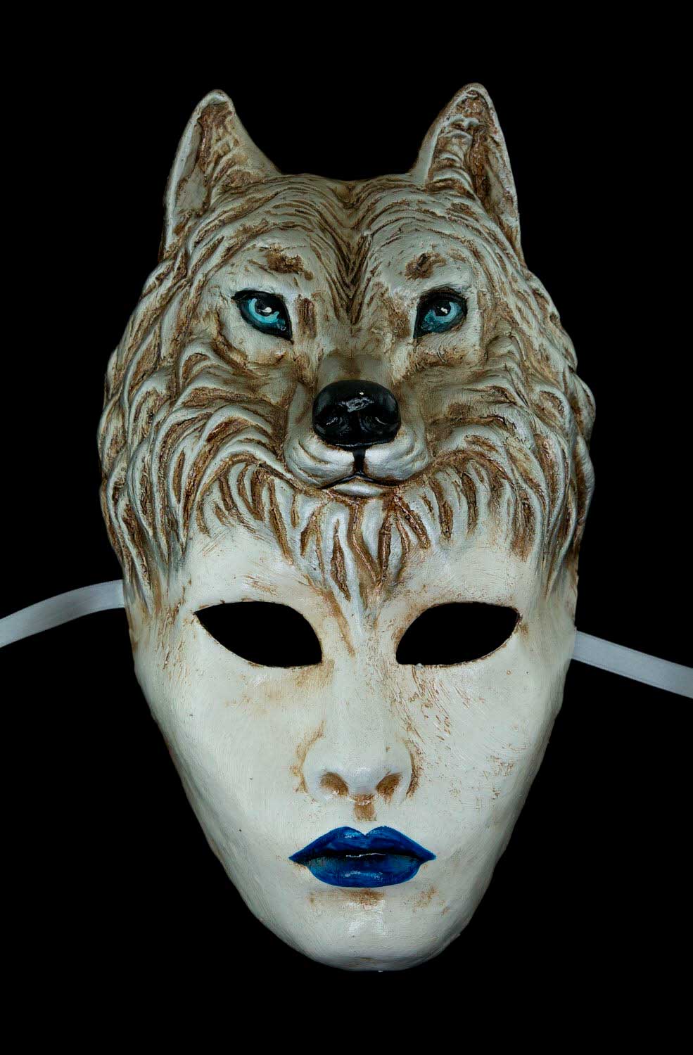 Masque Vénitien La Femme Louve et le Loup en Papier Mâché – Artisanat Authentique de Venise