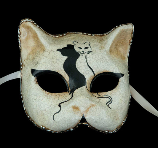 Masque de Collection Couple de Chats Amoureux – Artisanat Authentique de Venise