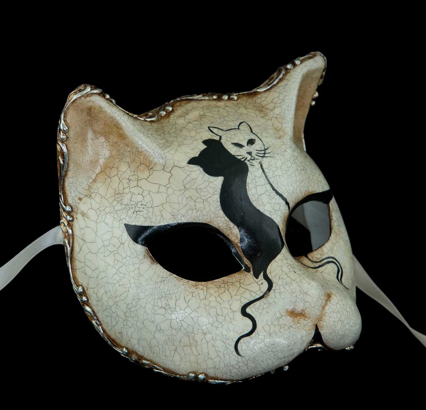 Masque de Collection Couple de Chats Amoureux – Artisanat Authentique de Venise