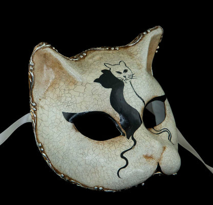 Masque de Collection Couple de Chats Amoureux – Artisanat Authentique de Venise
