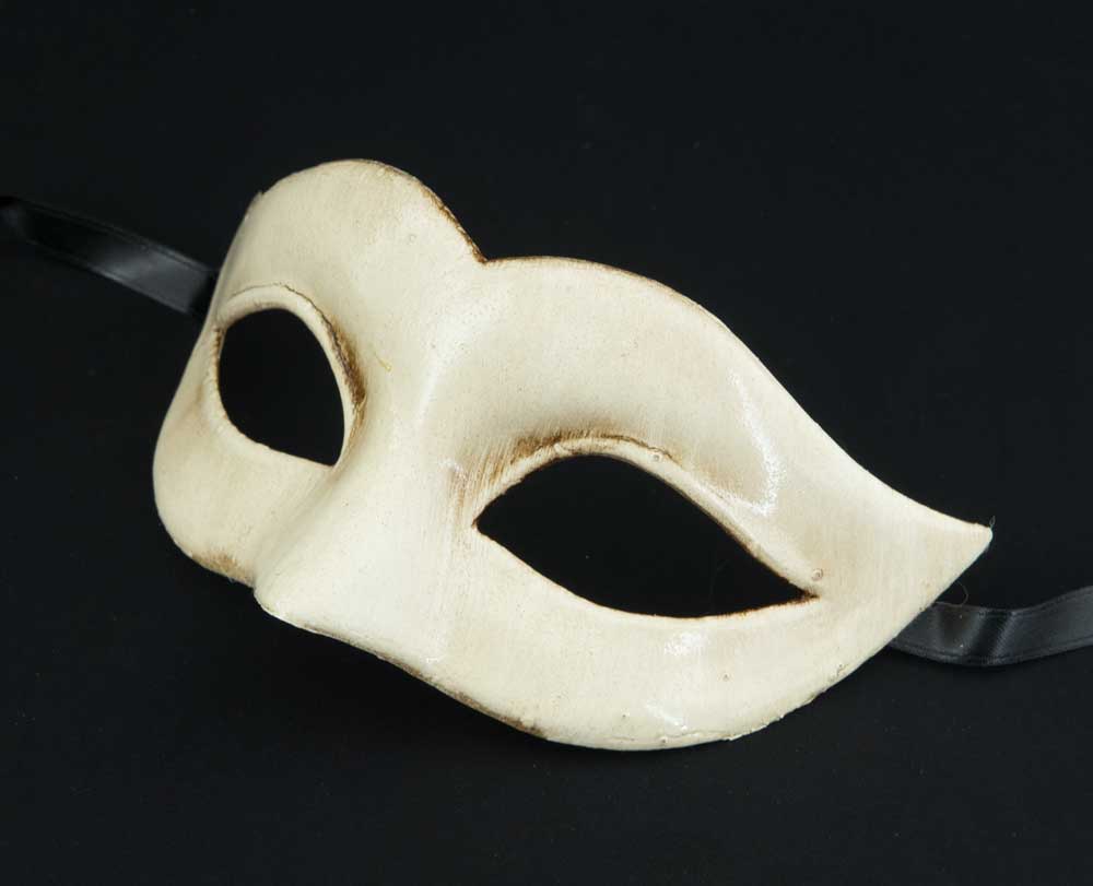 Masque Vénitien Colombine Blanc Écru pour Femme ou Petit Visage – Artisanat Authentique de Venise