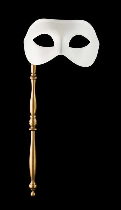 Masque Vénitien Colombine Blanc à Bâton à Peindre – Artisanat Authentique de Venise
