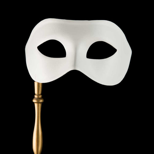 Masque Vénitien Colombine Blanc à Bâton à Peindre – Artisanat Authentique de Venise