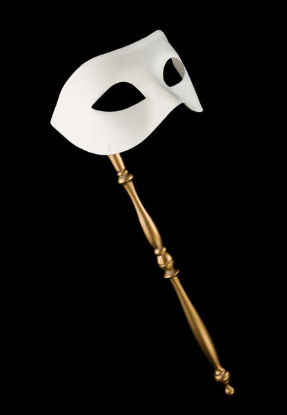 Masque Vénitien Colombine Blanc à Bâton à Peindre – Artisanat Authentique de Venise
