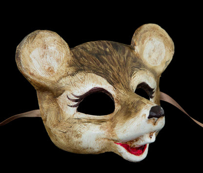Masque Vénitien Souris Grise en Papier Mâché – Artisanat Authentique de Venise