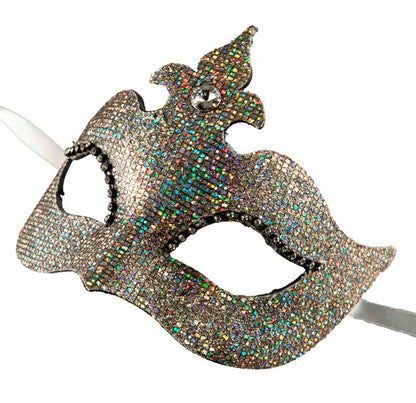 Masque Colombine Bal Masqué Argenté – Artisanat Authentique de Venise