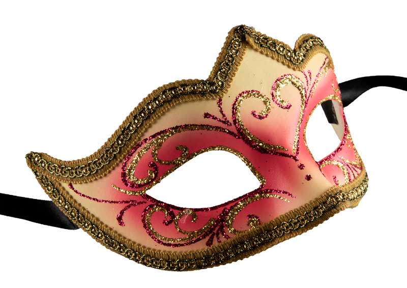 Masque Colombine Rose et Doré à Pointe – Artisanat Authentique de Venise