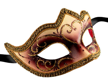 Masque Colombine Marron et Doré à Pointe – Artisanat Authentique de Venise