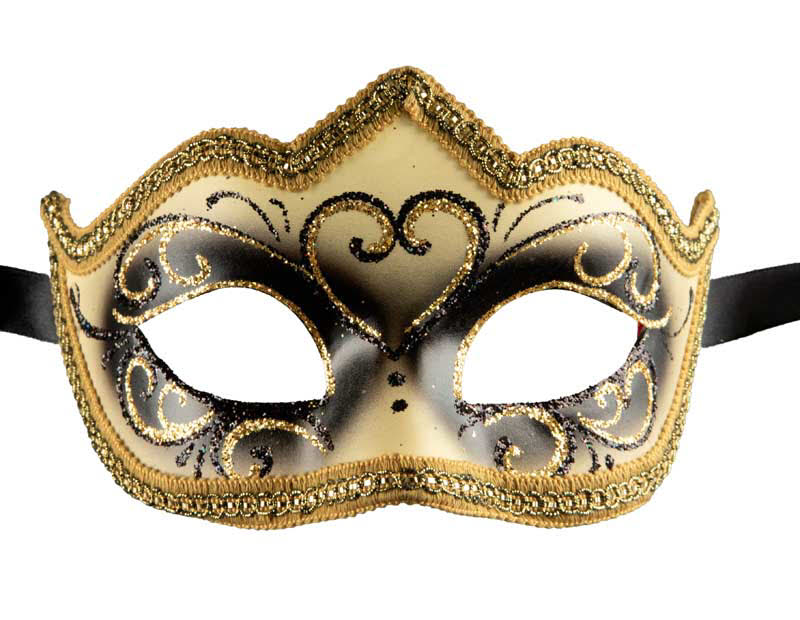 Masque Colombine Noir et Doré à Pointe – Artisanat Authentique de Venise