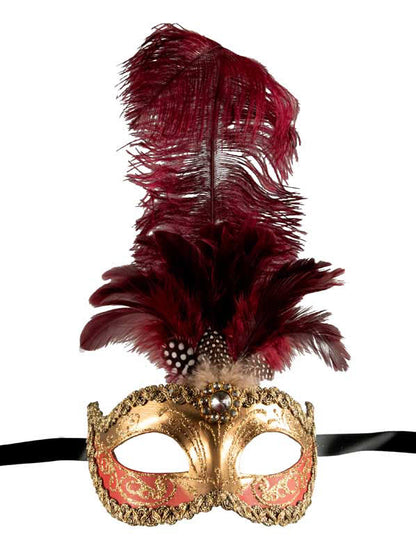 Masque Colombine Rouge Bordeaux – Artisanat Authentique de Venise