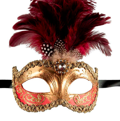 Masque Colombine Rouge Bordeaux – Artisanat Authentique de Venise
