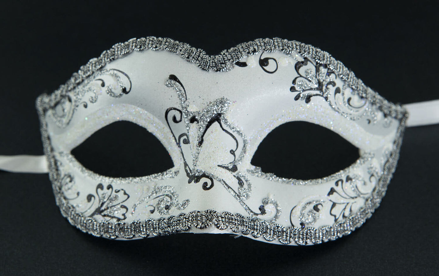 Masque de Venise Colombine Blanc Argenté pour Petit Visage – Artisanat Authentique de Venise