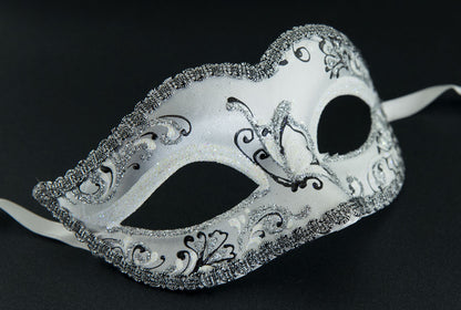 Masque de Venise Colombine Blanc Argenté pour Petit Visage – Artisanat Authentique de Venise
