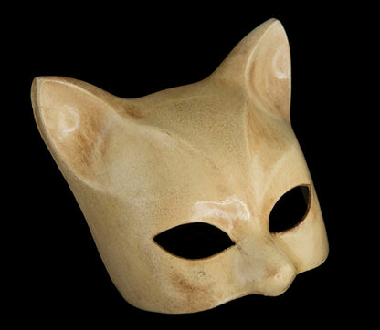 Masque Chat Gatto Beige – Artisanat Authentique de Venise