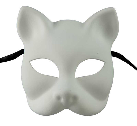 Masque Chat Blanc à Peindre Vénitien – Artisanat Authentique de Venise