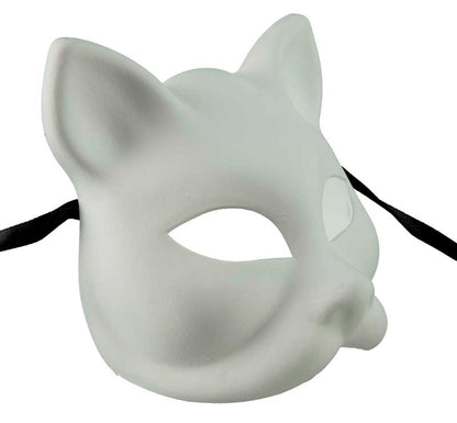 Masque Chat Blanc à Peindre Vénitien – Artisanat Authentique de Venise