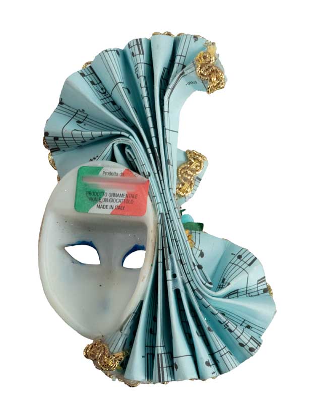 Magnet Masque de Venise Éventail Bleu Clair – Artisanat Authentique de Venise