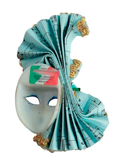 Magnet Masque de Venise Éventail Bleu Clair – Artisanat Authentique de Venise