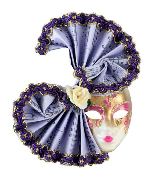 Magnet Masque de Venise Éventail Violet – Artisanat Authentique de Venise