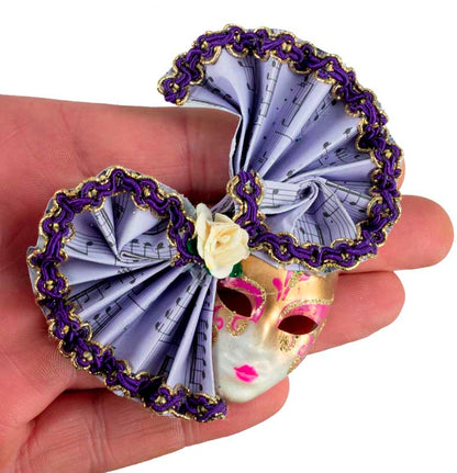 Magnet Masque de Venise Éventail Violet – Artisanat Authentique de Venise