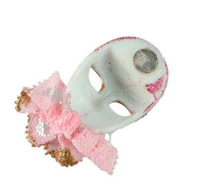Magnet Masque de Venise Pierrot Rose et Doré – Artisanat Authentique de Venise