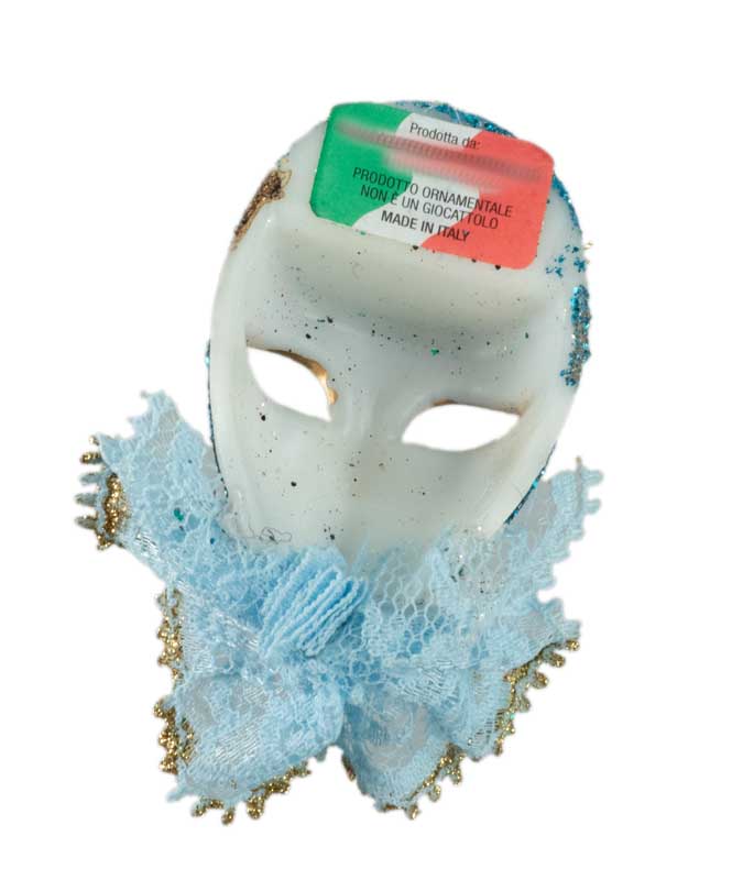 Magnet Masque de Venise Pierrot Bleu et Doré – Artisanat Authentique de Venise