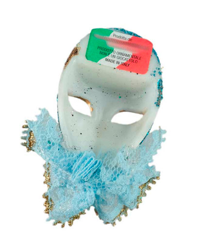 Magnet Masque de Venise Pierrot Bleu et Doré – Artisanat Authentique de Venise