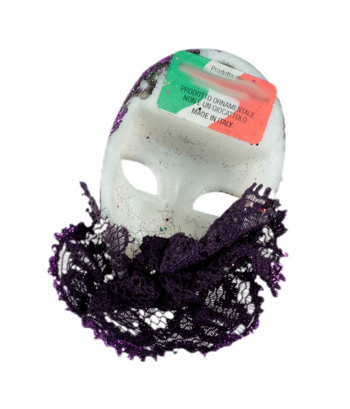 Magnet Masque de Venise Pierrot Violet et Doré – Artisanat Authentique de Venise
