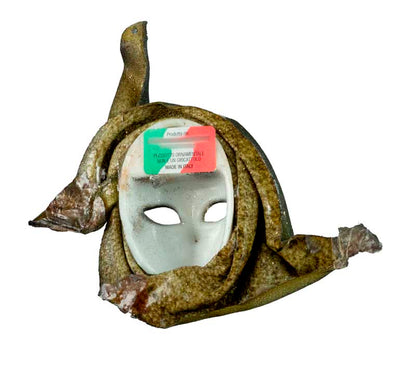 Magnet Masque de Venise en Cuir Noir et Doré – Artisanat Authentique de Venise