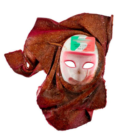 Magnet Masque de Venise en Cuir Rouge et Doré – Artisanat Authentique de Venise
