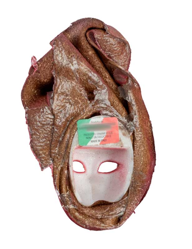 Magnet Masque de Venise en Cuir Rouge et Doré – Artisanat Authentique de Venise