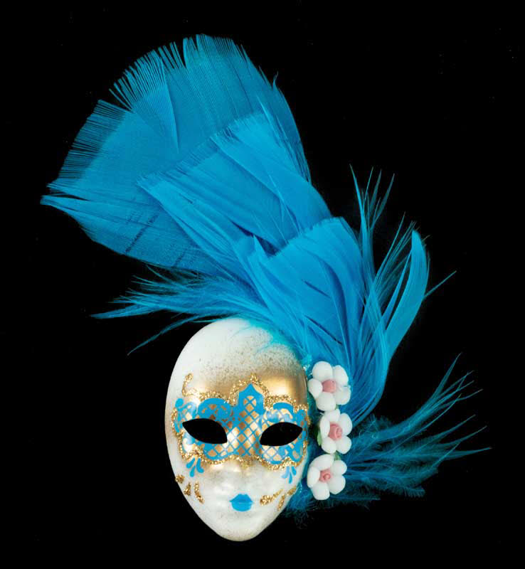 Magnet Masque de Venise Volto Bleu Ciel – Artisanat Authentique de Venise