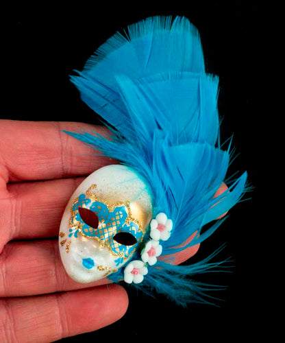 Magnet Masque de Venise Volto Bleu Ciel – Artisanat Authentique de Venise