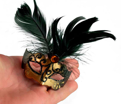 Magnet Masque de Venise Colombine Noir et Doré – Artisanat Authentique de Venise