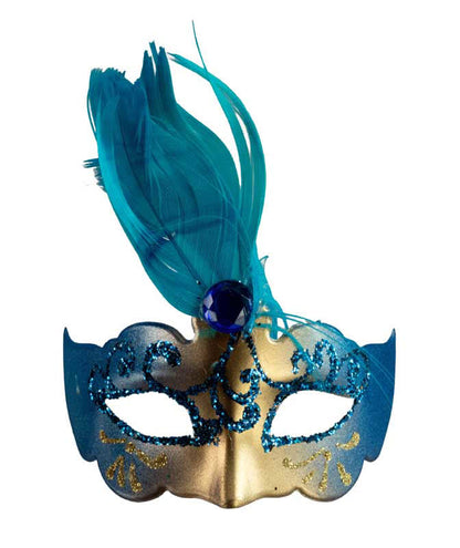 Magnet Masque de Venise Colombine Bleu et Doré – Artisanat Authentique de Venise