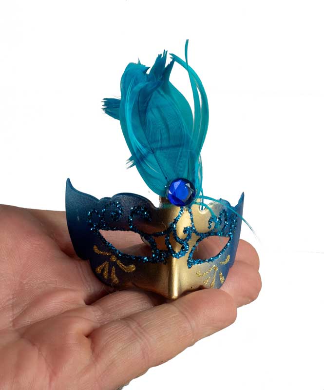 Magnet Masque de Venise Colombine Bleu et Doré – Artisanat Authentique de Venise