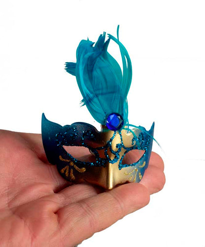 Magnet Masque de Venise Colombine Bleu et Doré – Artisanat Authentique de Venise