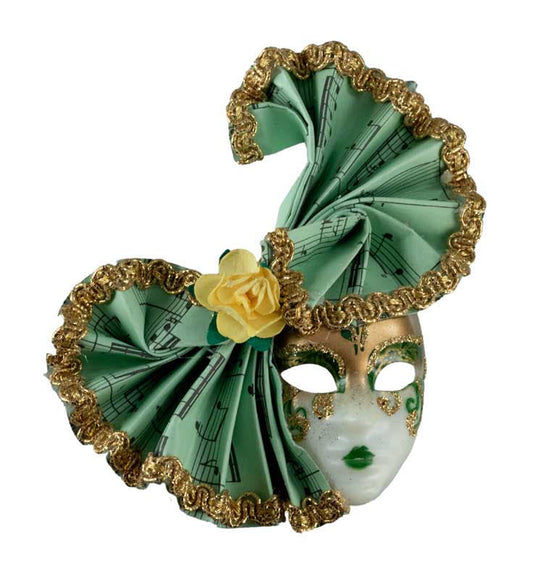 Magnet Masque de Venise Éventail Vert – Artisanat Authentique de Venise